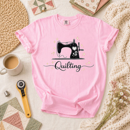 Quilting Vintage Sewing Machine Sparkle T-Shirt - Blossom