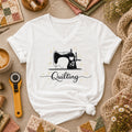 Quilting Vintage Sewing Machine Sparkle Women's V-Neck