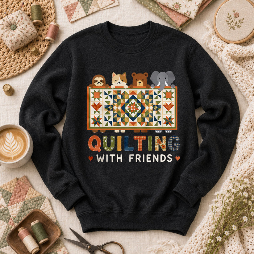 Quilting With Friends Long Sleeve - Black