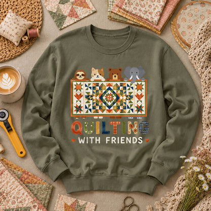 Quilting With Friends Long Sleeve - Military Green