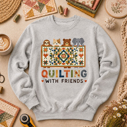 Quilting With Friends Long Sleeve - Sport Grey