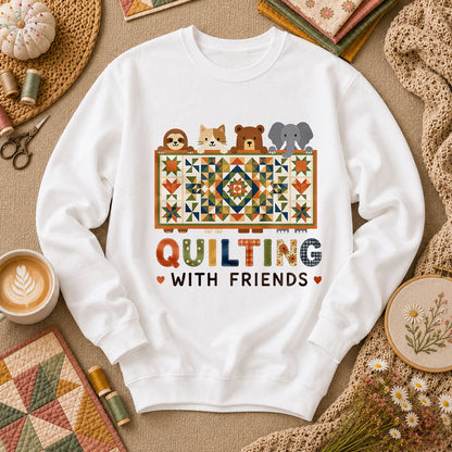 Quilting With Friends Long Sleeve - White