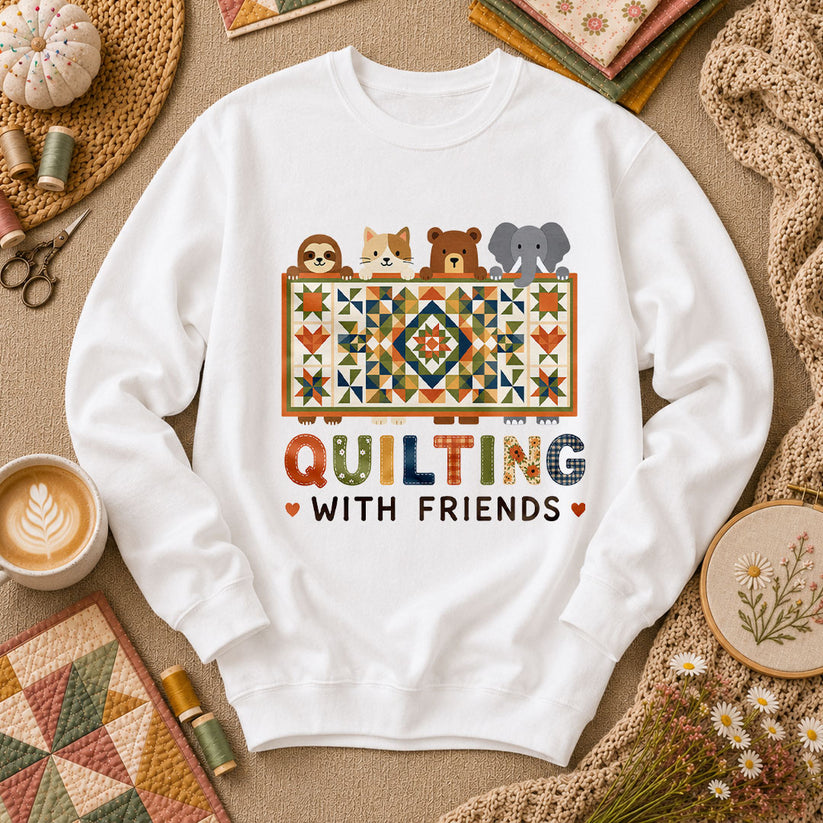 Quilting With Friends Long Sleeve - White