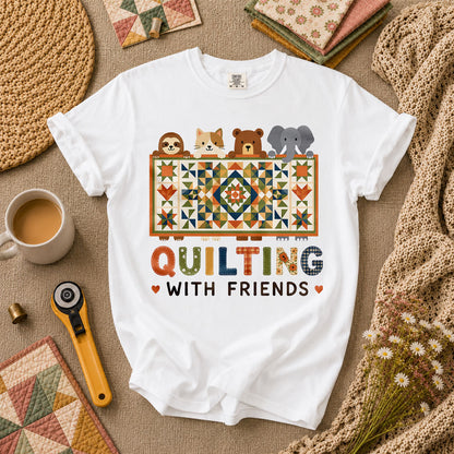 Quilting With Friends T-Shirt - White