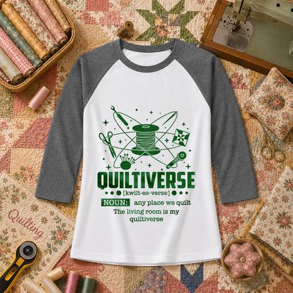 Quiltiverse Definition Thread Spool Atom Raglan Sleeve - Deep Heather