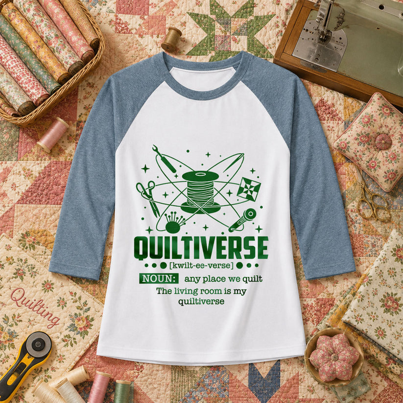 Quiltiverse Definition Thread Spool Atom Raglan Sleeve - Denim