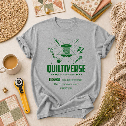 Quiltiverse Definition Thread Spool Atom T-Shirt - Athletic Heather