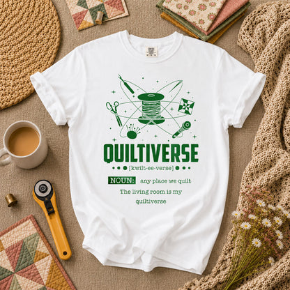 Quiltiverse Definition Thread Spool Atom T-Shirt - White