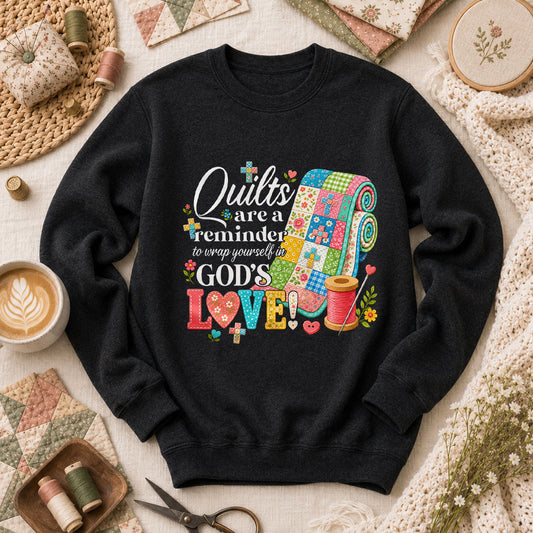 Quilts Are A Reminder Of Gods Love Long Sleeve - Black