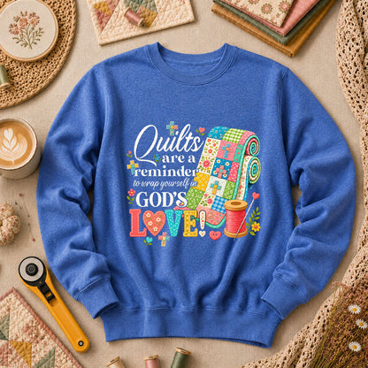 Quilts Are A Reminder Of Gods Love Long Sleeve - Heather True Royal