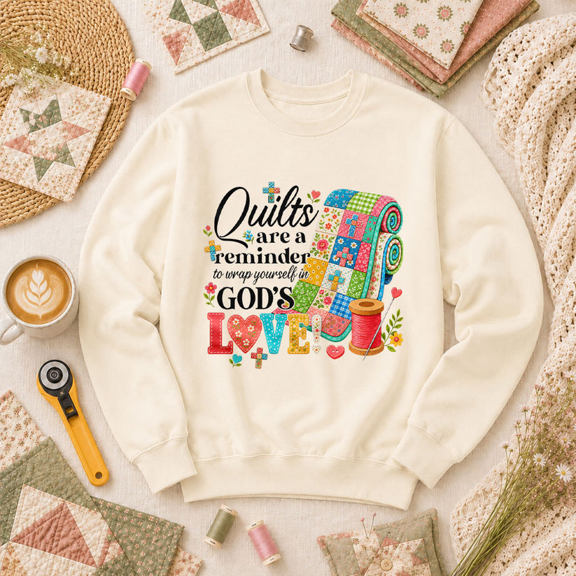 Quilts Are A Reminder Of Gods Love Long Sleeve - Natural