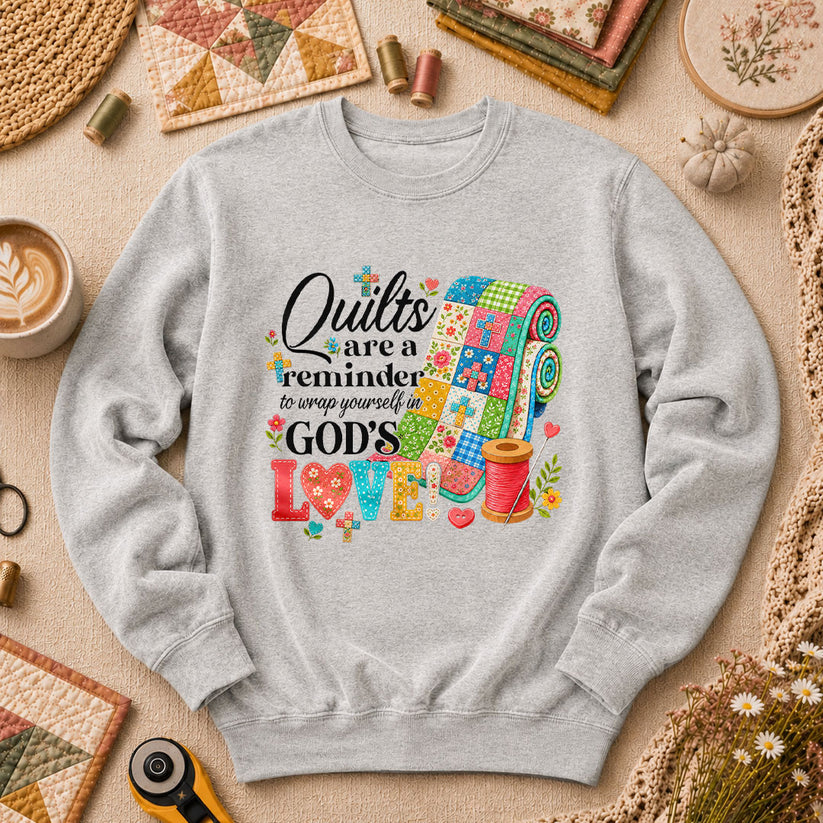 Quilts Are A Reminder Of Gods Love Long Sleeve - Sport Grey
