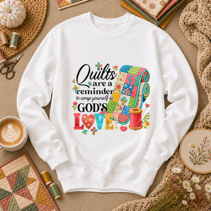 Quilts Are A Reminder Of Gods Love Long Sleeve - White