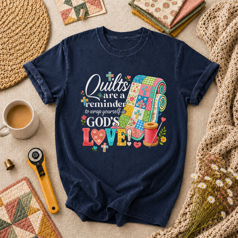Quilts Are A Reminder Of Gods Love T-Shirt - Navy