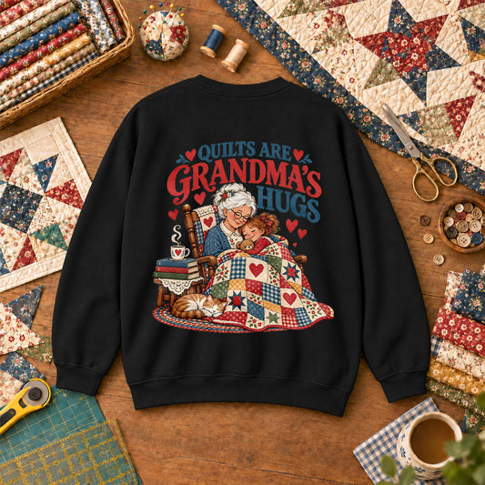 Quilts Are Grandma's Hugs Sweatshirt - Black