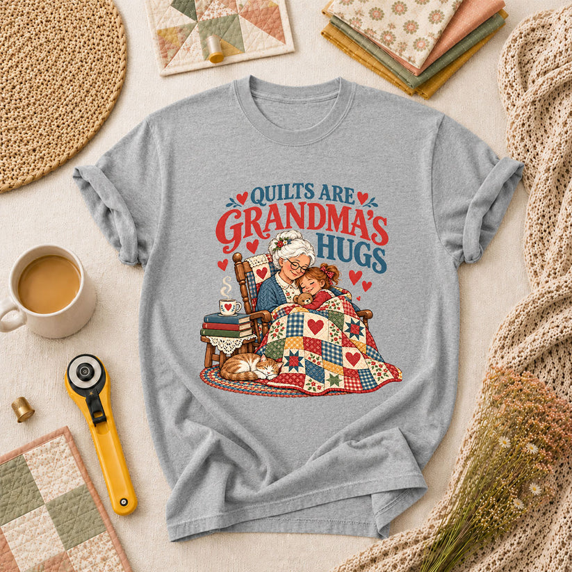 Quilts Are Grandma's Hugs T-Shirt - Athletic Heather