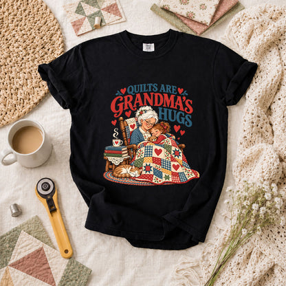 Quilts Are Grandma's Hugs T-Shirt - Black