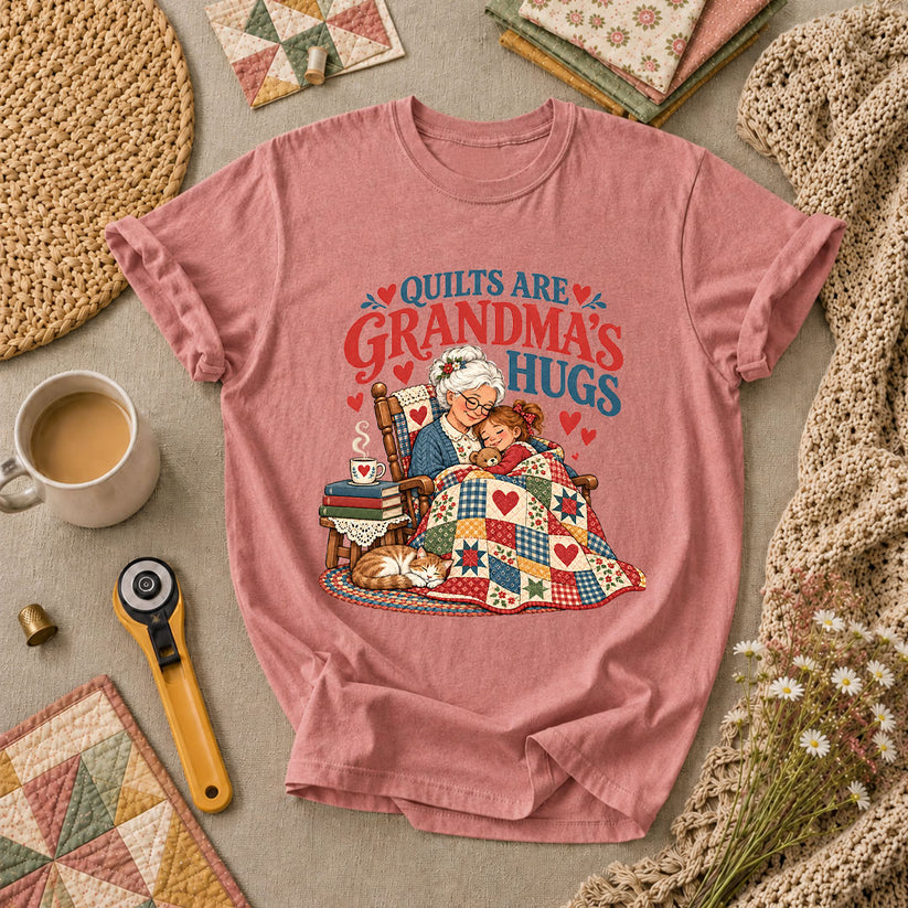 Quilts Are Grandma's Hugs T-Shirt - Heather Mauve