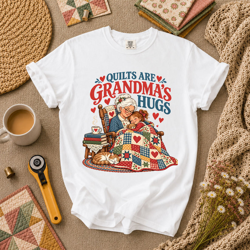 Quilts Are Grandma's Hugs T-Shirt - White