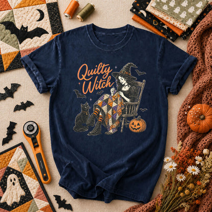 Quilty Witch Halloween Quilter T-Shirt - Navy