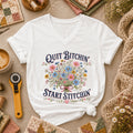Quit Bitchin Start Stitchin Wildflower Bouquet Women's V-Neck
