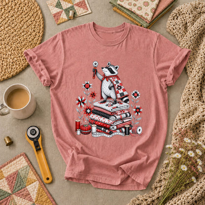 Raccoon Quilter Rotary Cutter Fabric Stack T-Shirt - Heather Mauve