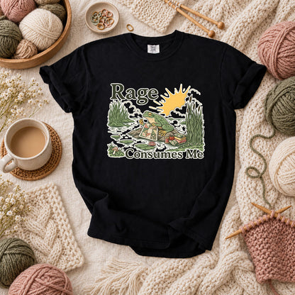 Rage Consumes Me Frog Quilting T-Shirt - Black