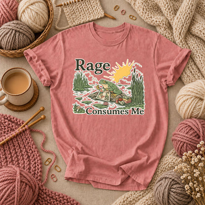 Rage Consumes Me Frog Quilting T-Shirt - Heather Mauve