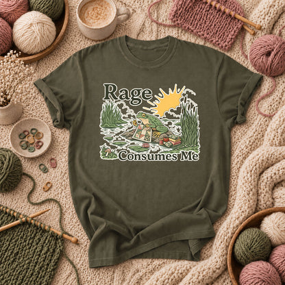Rage Consumes Me Frog Quilting T-Shirt - Military Green