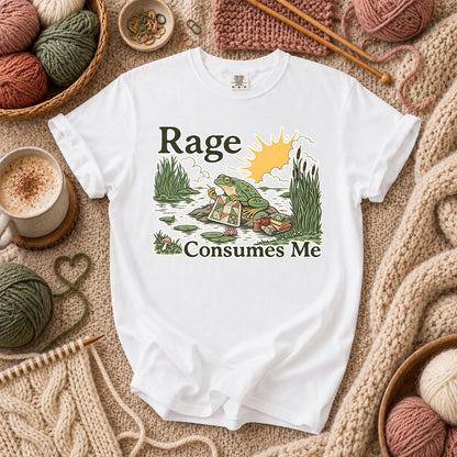 Rage Consumes Me Frog Quilting T-Shirt - White