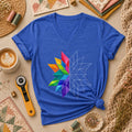 Rainbow Quilt Star Pattern Half Sketch Women's V-Neck