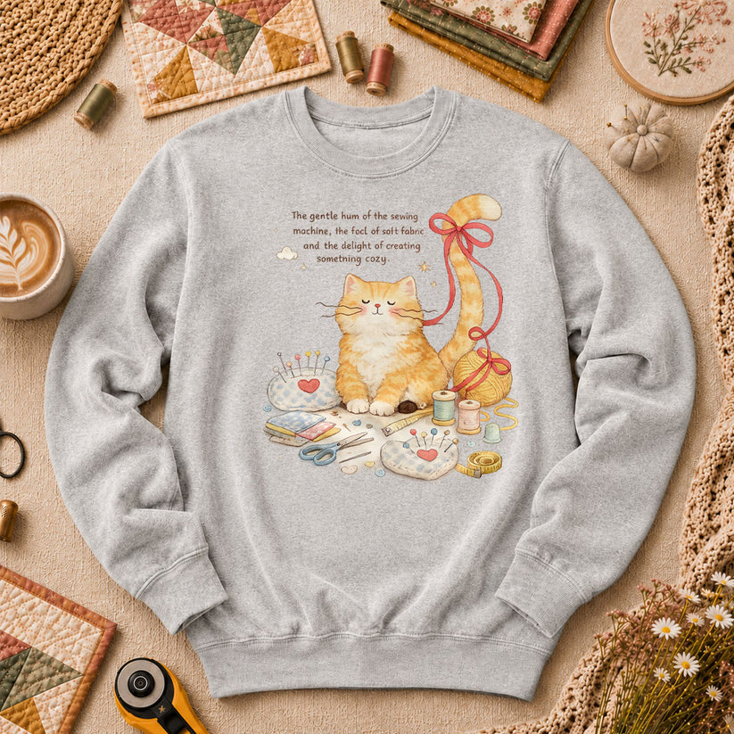 Relaxing Cat Gentle Hum Of Sewing Long Sleeve - Sport Grey