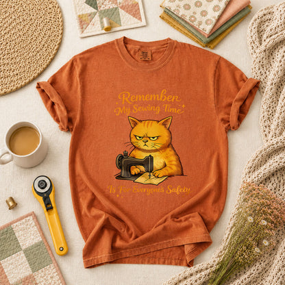 Remember My Sewing Time Is For Everyone Safety Angry Cat T-Shirt - Yam