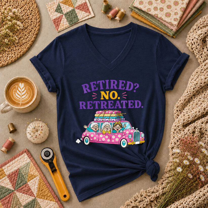 Retired No Retreated Women's V-Neck - Navy