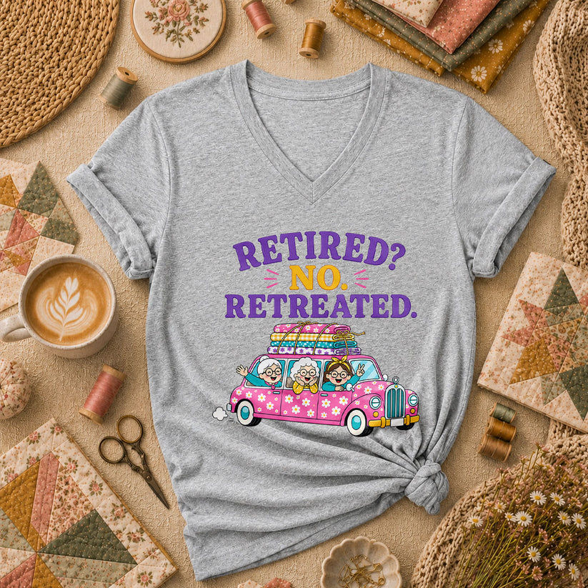 Retired No Retreated Women's V-Neck - Sport Grey