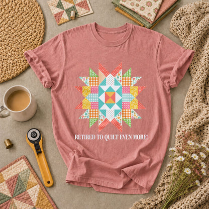 Retired To Quilt Even More Patchwork Star T-Shirt - Heather Mauve