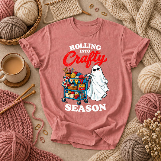 Rolling Into Crafty Season Ghost T-Shirt