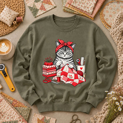 Rosie Bandana Cat Quilter Long Sleeve - Military Green