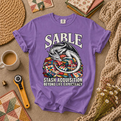 Sable Stash Acquisition Beyond Life Expectancy Dragon T-Shirt - Heather Team Purple