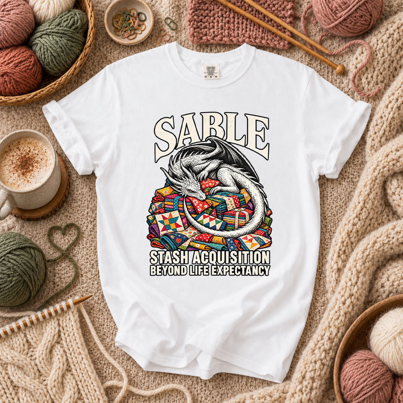 Sable Stash Acquisition Beyond Life Expectancy Dragon T-Shirt - White