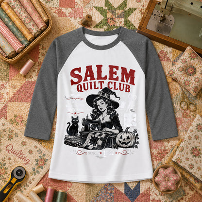 Salem Quilt Club Wicked Well-Crafted Witches Raglan Sleeve - Deep Heather