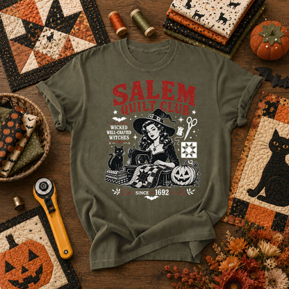 Salem Quilt Club Wicked Well-Crafted Witches T-Shirt - Military Green
