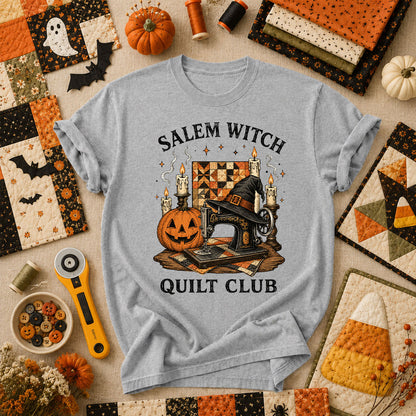 Salem Witch Quilt Club Halloween T-Shirt - Athletic Heather