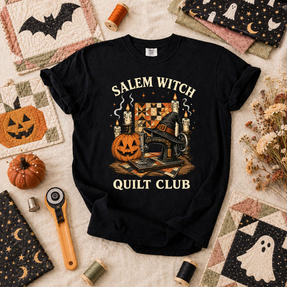 Salem Witch Quilt Club Halloween T-Shirt - Black