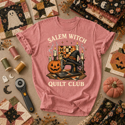Salem Witch Quilt Club Halloween T-Shirt - Heather Mauve