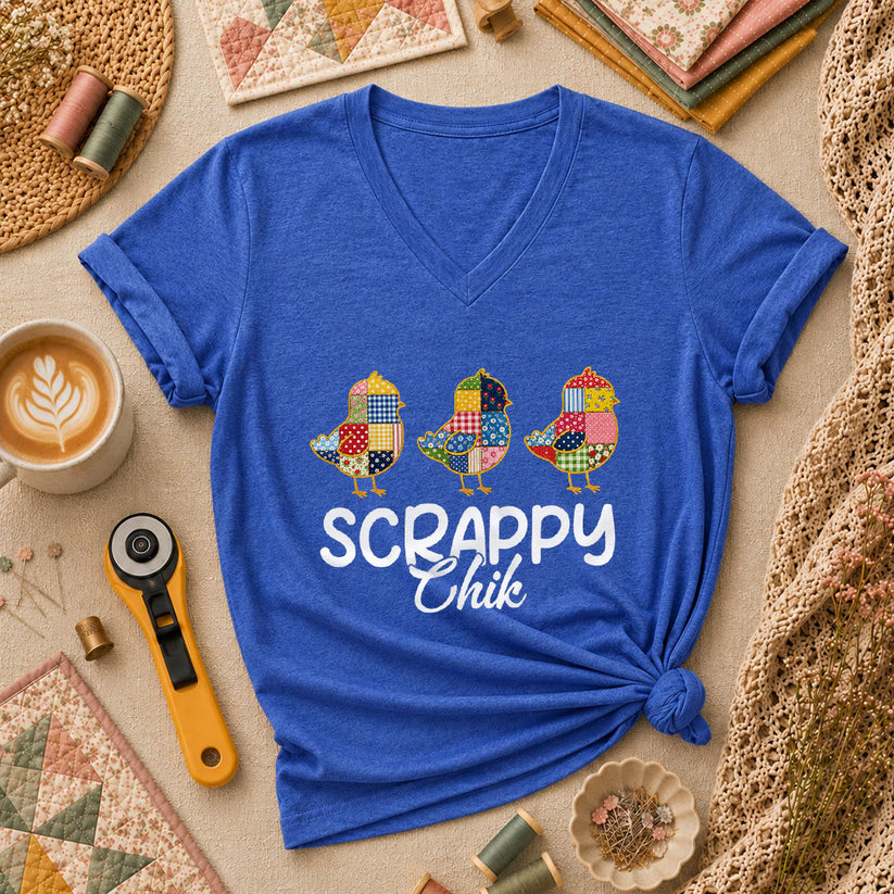 Scrappy Chik Women's V-Neck - Heather True Royal
