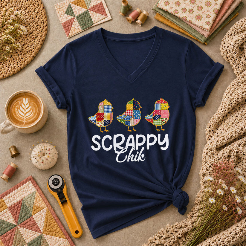 Scrappy Chik Women's V-Neck - Navy