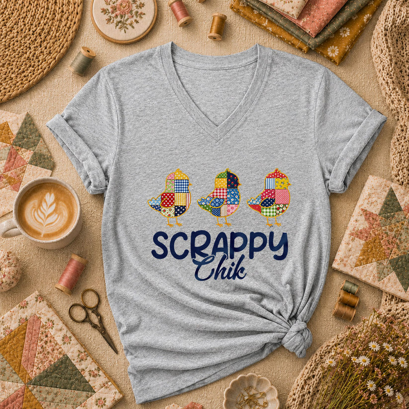Scrappy Chik Women's V-Neck - Sport Grey