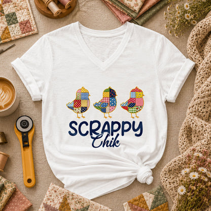 Scrappy Chik Women's V-Neck - White