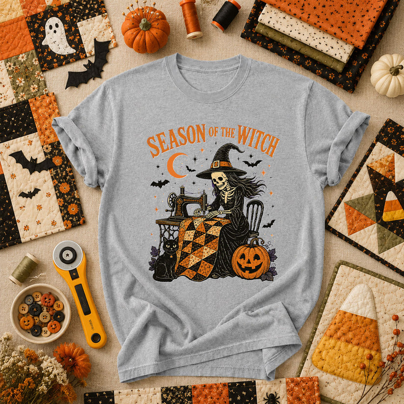 Season Of The Witch Halloween Quilter T-Shirt - Athletic Heather